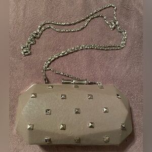 Studded Taupe Clutch with Chain Strap *See Description*
